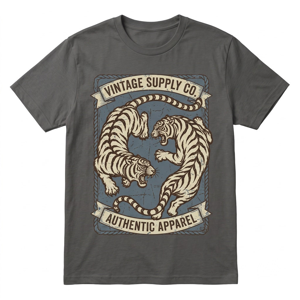 Vintage Japanese Red Tiger Graphic Retro Tattoo Style Minimalist Streetwear Unisex TShirt