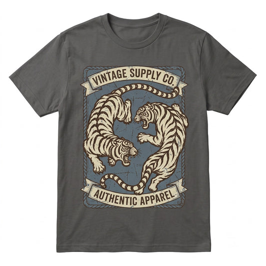 Vintage Japanese Red Tiger Graphic Retro Tattoo Style Minimalist Streetwear Unisex TShirt