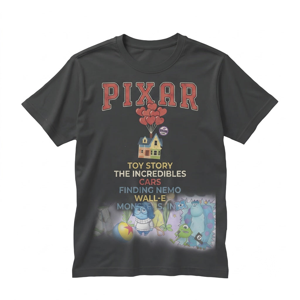 Retro Magical Colorful Cartoon Characters Doodle Pier Theme Park Family Vacation Squad Unisex TShirt