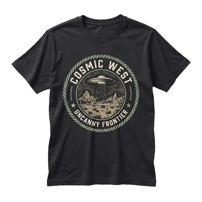 Retro Wild West UFO Graphic Desert Alien Sci-Fi Cowboy Cotton Unisex TShirt