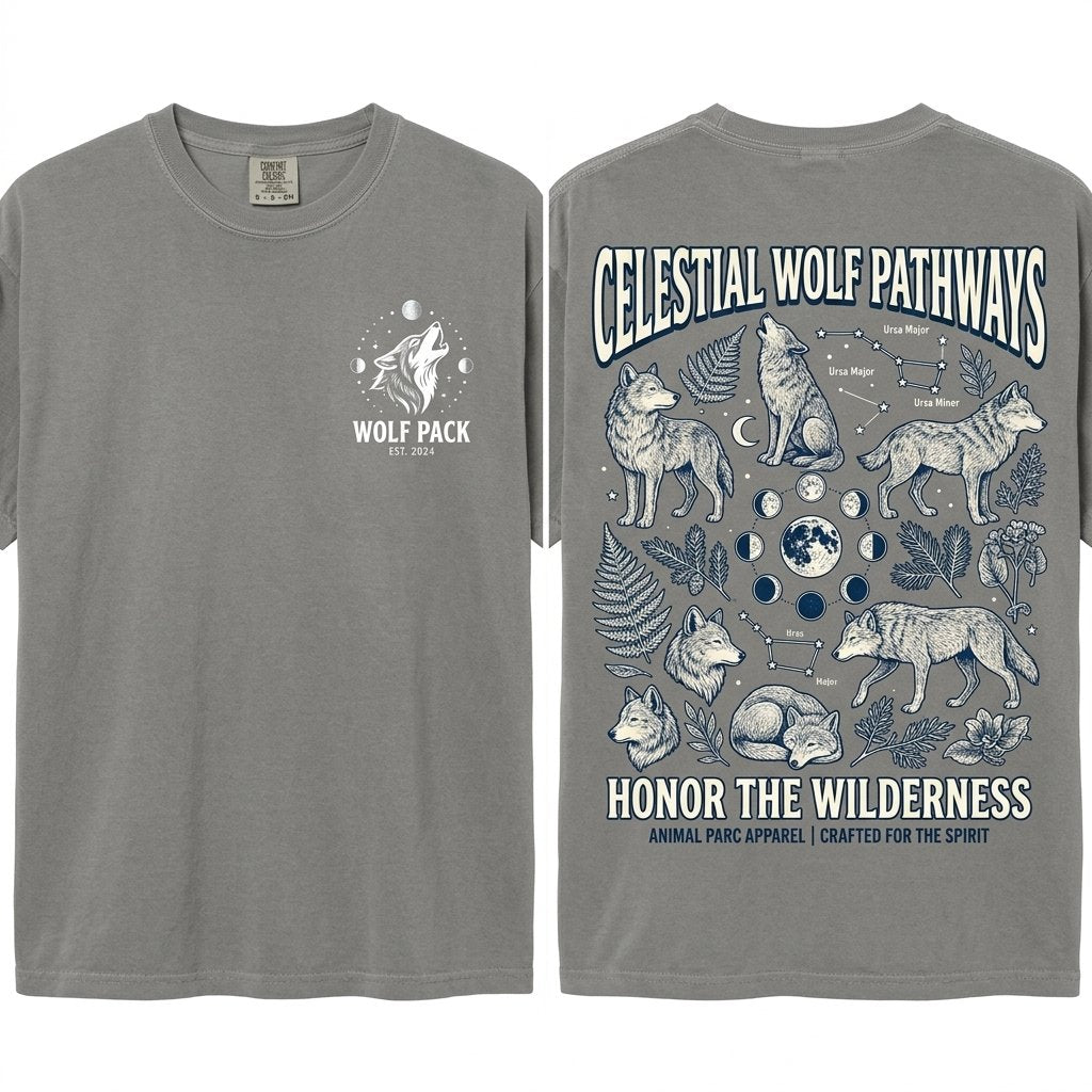 Wolf Vintage Full Moon Woodland Wildlife Howling 90s Animal Nature Forest Retro Unisex Wash T-Shirt
