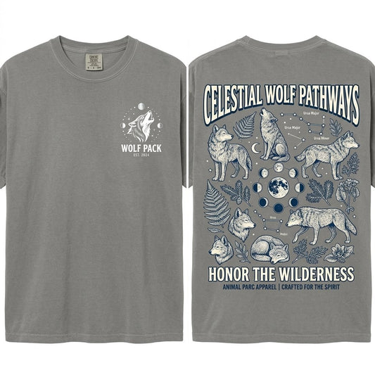 Wolf Vintage Full Moon Woodland Wildlife Howling 90s Animal Nature Forest Retro Unisex Wash T-Shirt