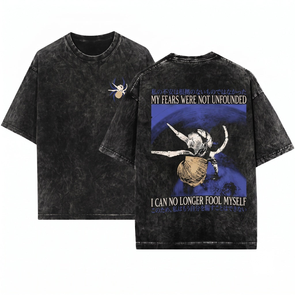 My Fears Were Not Unfounded Vintage Japanese Crab Graphic Print Cotton Tops Clothing Unisex Wash T-Shirt