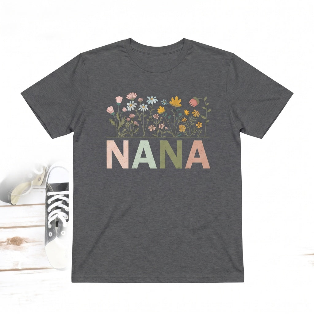 Floral Nana Graphic Tee Grandma Gift Mother Day Present Apparel Unisex TShirt