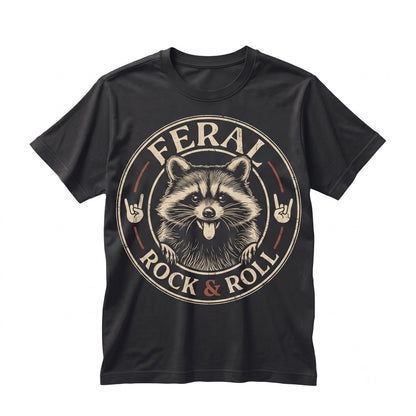 Feral Raccoon Rock and Roll Music Band Graphic Tongue Out Concert Unisex TShirt