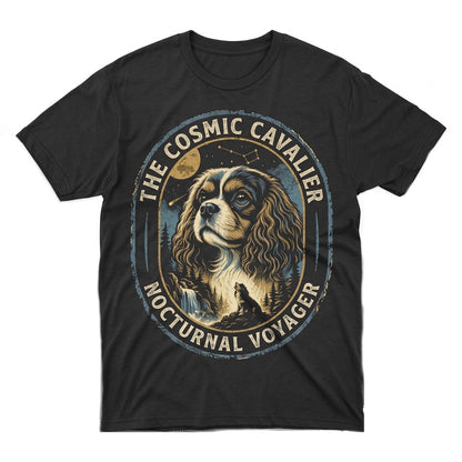 Cavalier King Charles Spaniel Howling at Full Moon Vintage 90s Retro Animal Graphic Funny Dog Unisex TShirt