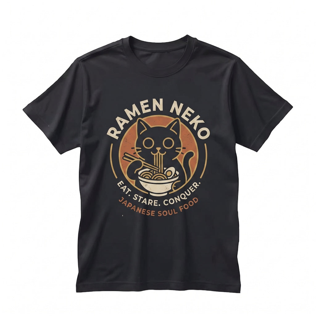 Japanese Anime Cat Eating Ramen Graphic Noodle Lover Vintage Aesthetic Pet Apparel Unisex TShirt