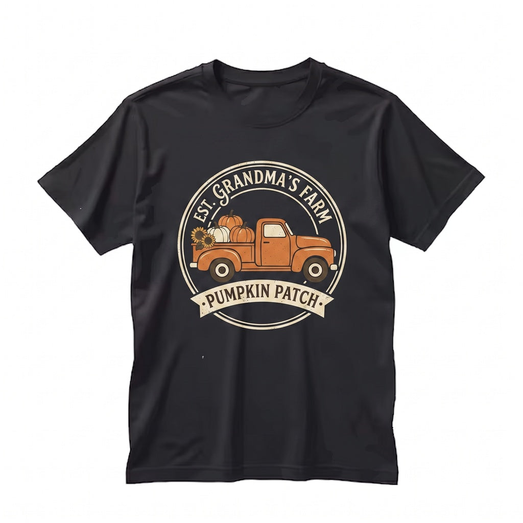 Personalized Grandma Pumpkin Patch Truck Fall Halloween Custom Grandkids Name Unisex TShirt