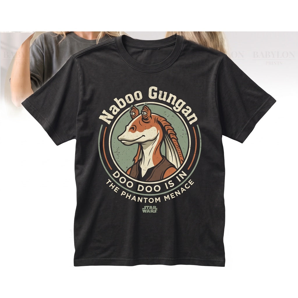 Vintage Jar Jar Binks Sci-Fi Graphic Front Back Retro Gungan Meme Apparel Unisex TShirt