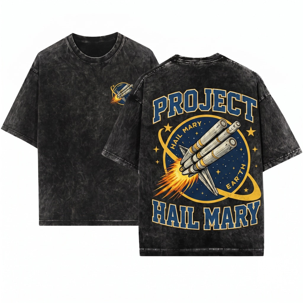 Project Hail Mary Spaceship Sci-Fi Mission Rocket Launch Vintage Style Fan Gift Unisex Wash T-Shirt