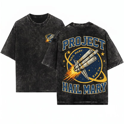Project Hail Mary Spaceship Sci-Fi Mission Rocket Launch Vintage Style Fan Gift Unisex Wash T-Shirt