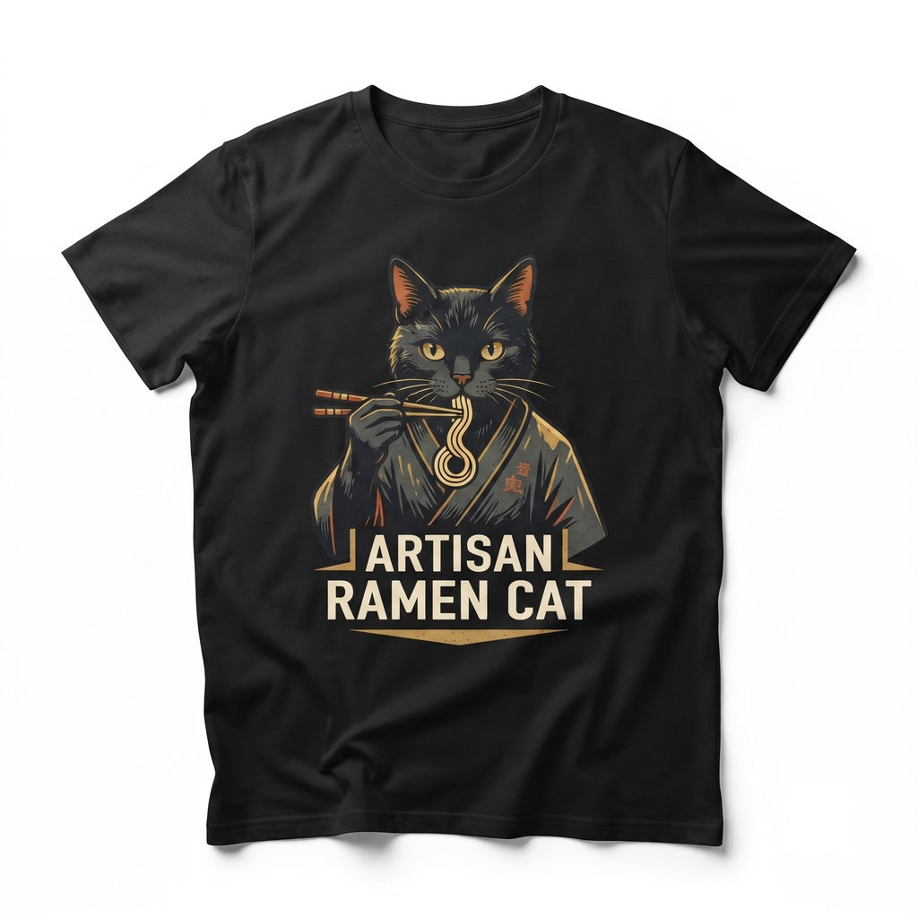 Ramen Cat Black Funny Japanese Dad Lover Gift Apparel Graphic Unisex TShirt