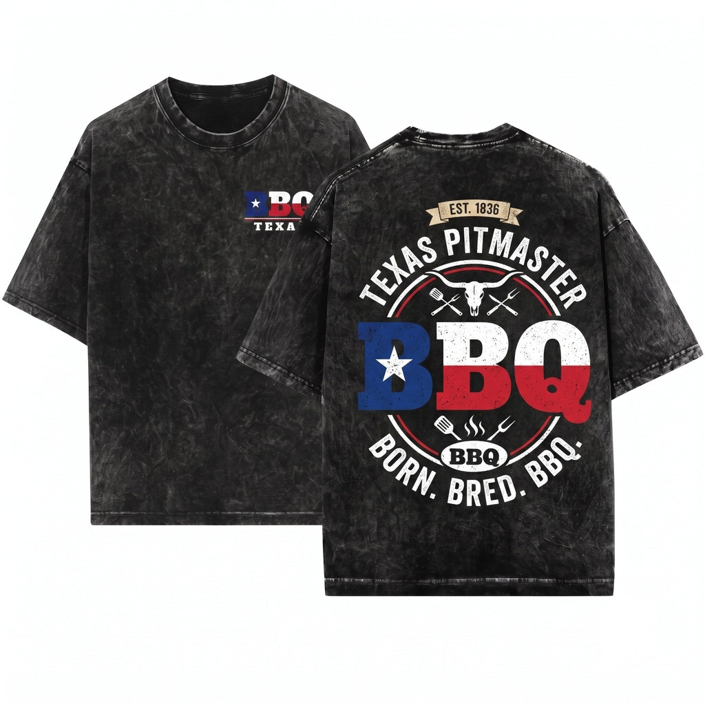 Texas Flag Lone Star BBQ Barbecue Pitmaster Grilling Smoker Chef Lover Gift Unisex Wash T-Shirt