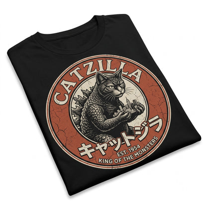Giant Monster Kitty Japanese Graphic Streetwear Funny Retro Feline Apparel Unisex TShirt