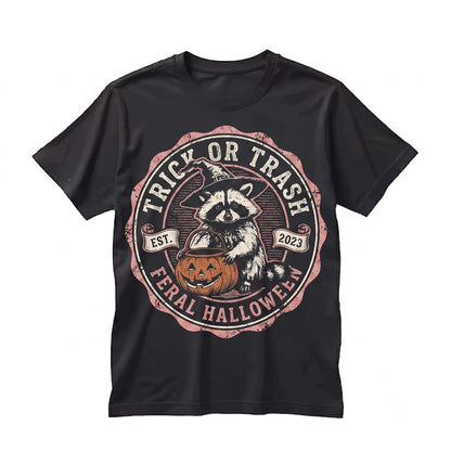 Funny Trick Or Trash Raccoon Meme Halloween Witch Costume Graphic Apparel Unisex TShirt