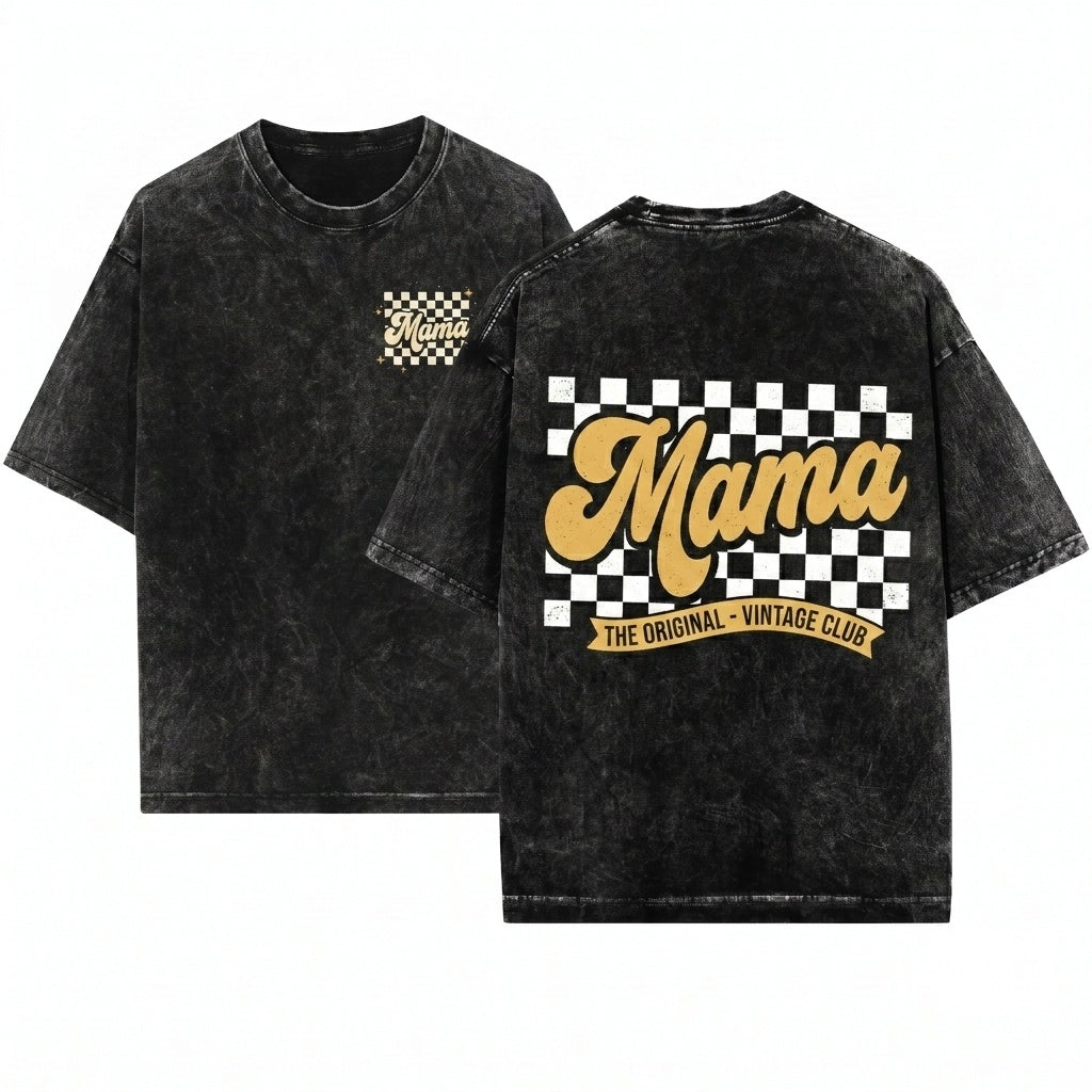 Retro Checkered Mama Cute Mom Life Mothers Day Gift Unisex Wash T-Shirt