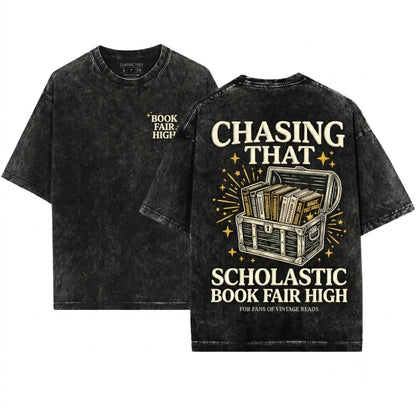 Chasing That Retro Book Fair High Embroidered Reader Aesthetic Bibliophile Gift 1717 Unisex Wash T-Shirt
