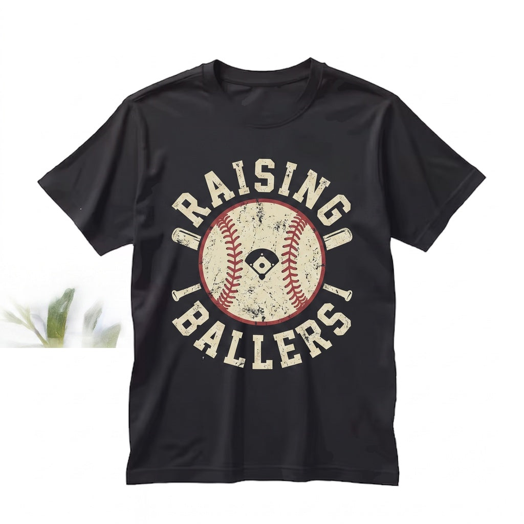 Raising Ballers Baseball Mom Game Day Season Retro Sports Lover Graphic Unisex TShirt