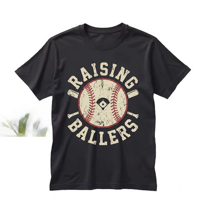 Raising Ballers Baseball Mom Game Day Season Retro Sports Lover Graphic Unisex TShirt