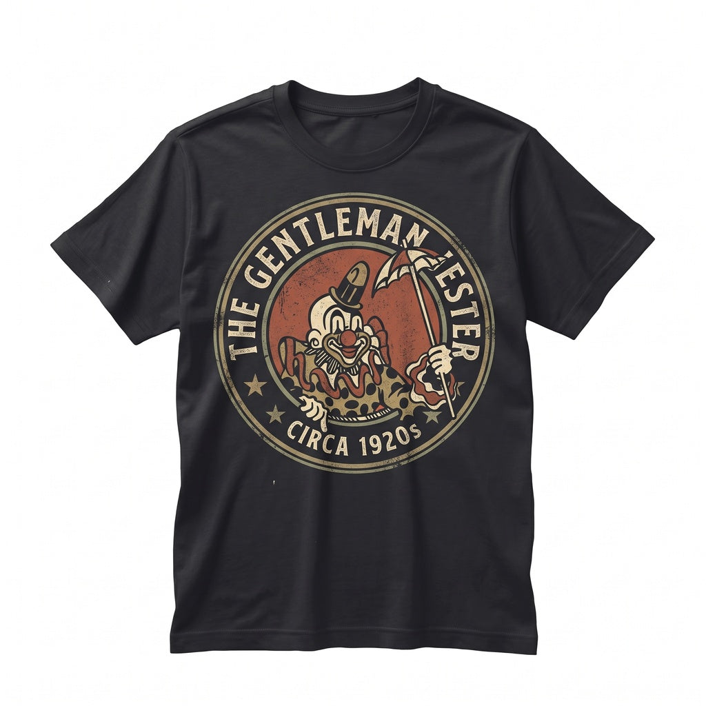 Vintage Scary Circus Jester Graphic Cotton Apparel Novelty Halloween Top Unisex TShirt