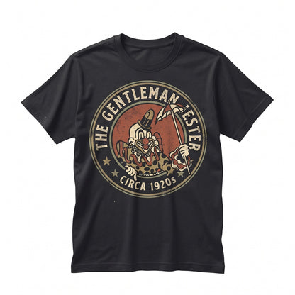 Vintage Scary Circus Jester Graphic Cotton Apparel Novelty Halloween Top Unisex TShirt