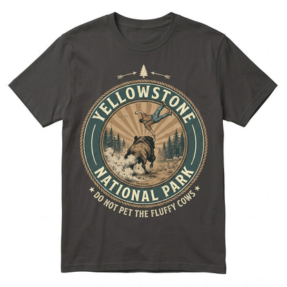 Do Not Pet The Fluffy Cow Funny Bison Graphic, Summer Family Vacation Camping Wildlife Outfit, Unisex TShirt