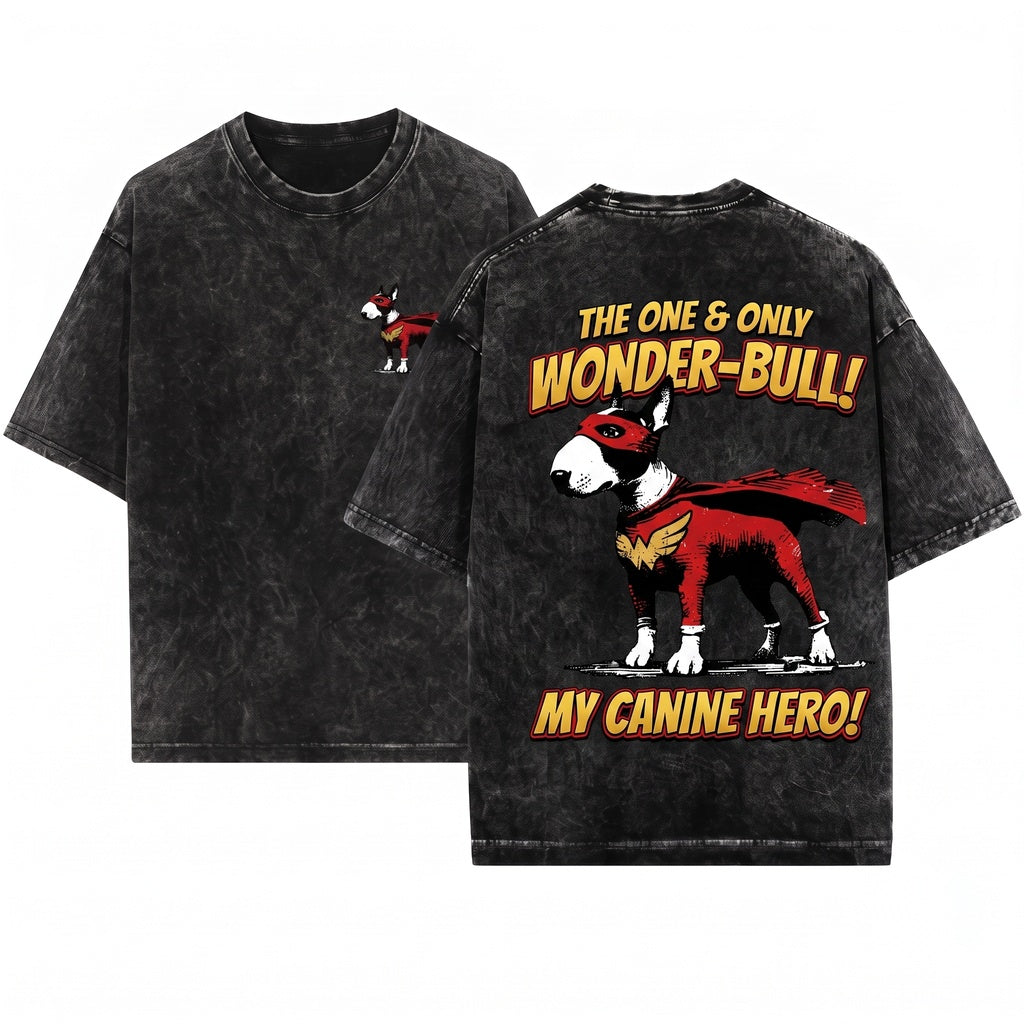 Bull Terrier Dog Owner Mom Dad Lover Comic Hero Nerdy Apparel Unisex Wash T-Shirt