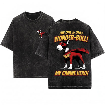 Bull Terrier Dog Owner Mom Dad Lover Comic Hero Nerdy Apparel Unisex Wash T-Shirt