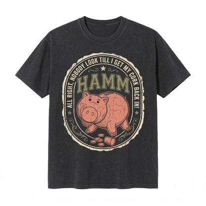 Vintage Hamm Piggy Bank Theme Park Family Vacation Graphic Oversized Unisex TShirt