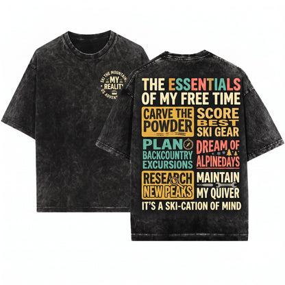 Funny Skiing Enthusiast Playful Activities Graphic Unisex Wash T-Shirt