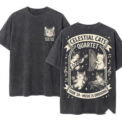 Cute Musical Cat Kitten Band Classroom Educator Gift Graphic Unisex Wash T-Shirt