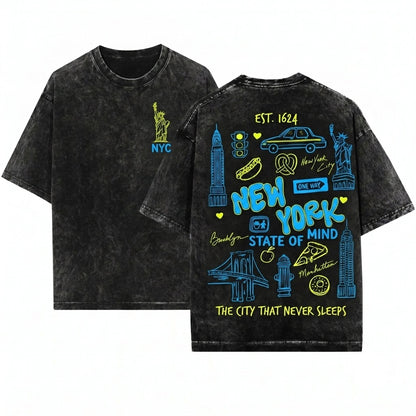 New York City NYC Aesthetic Travel Vacation Womens Top Gift for Her Unisex Wash T-Shirt