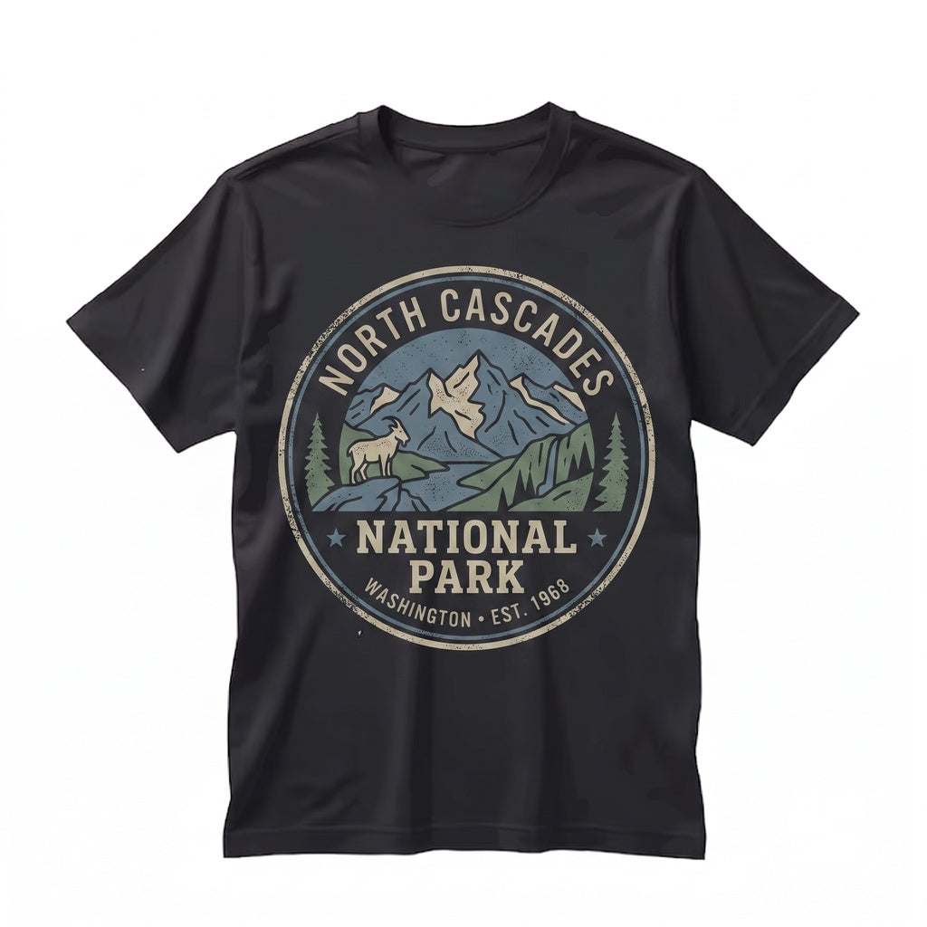 North Cascades National Park Washington Mountain Hiking Vintage Alpine Nature Outdoor Adventure Gift Unisex TShirt