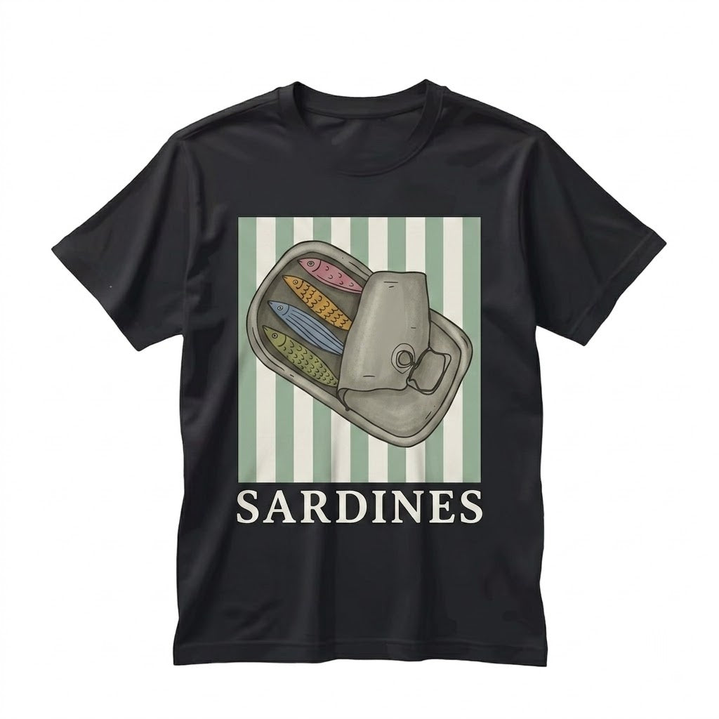 Vintage Sardines Fish Graphic Seafood Tin Coastal Aesthetic Unisex TShirt