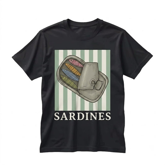 Vintage Sardines Fish Graphic Seafood Tin Coastal Aesthetic Unisex TShirt