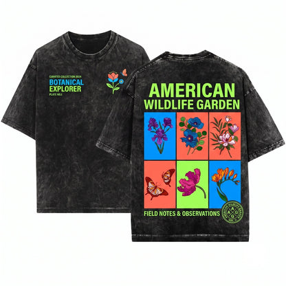 Botanical Garden Vintage Floral Illustration Gardener Unisex Wash T-Shirt