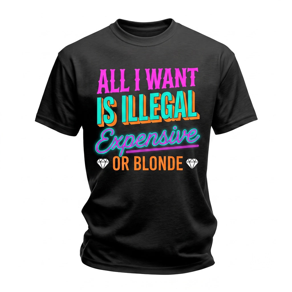 Illegal Expensive Blonde Humor Funny Back Print Unisex TShirt