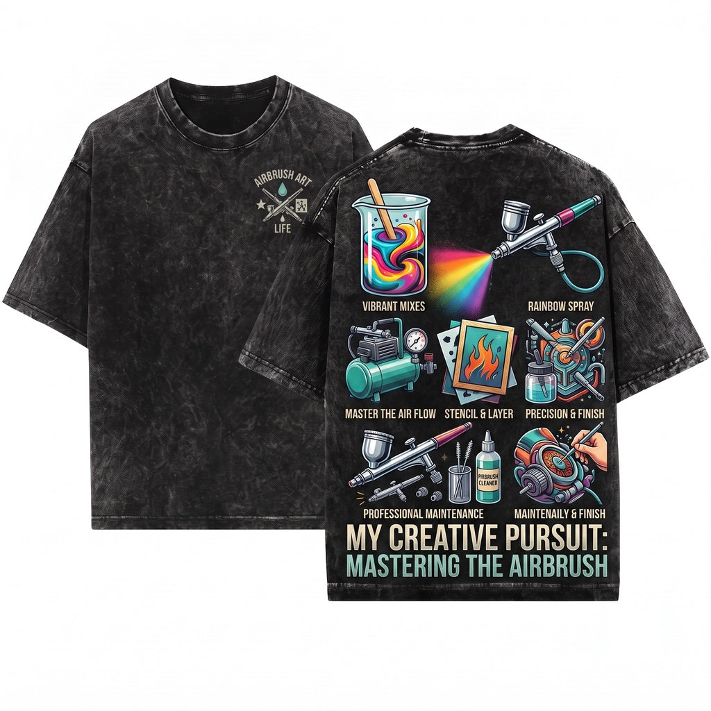 Airbrush Artist Enthusiast Creative Hobbyist Custom Painting Design Apparel Lover Unisex Wash T-Shirt