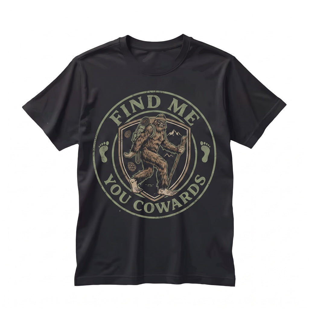 Funny Bigfoot Sasquatch Hide and Seek Champion Graphic Novelty Unisex TShirt