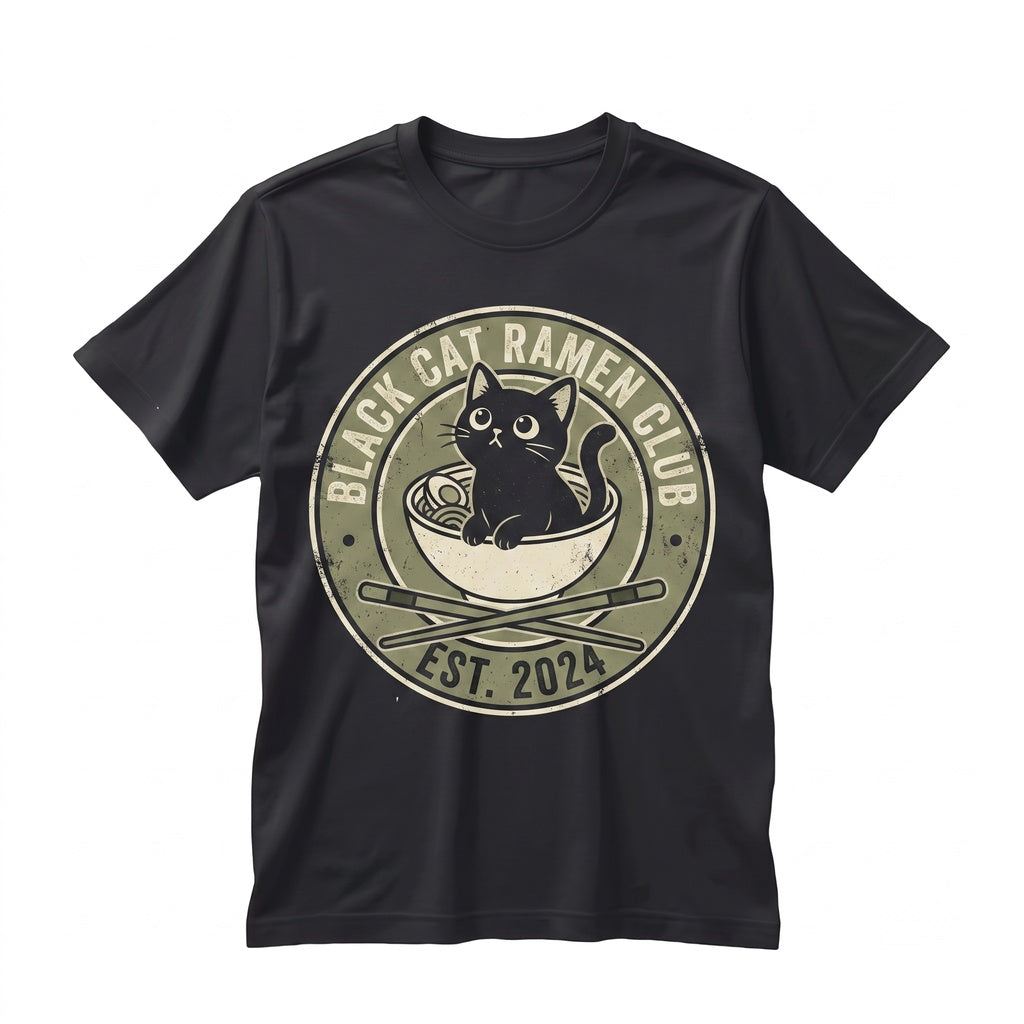 Funny Kawaii Japanese Ramen Noodle Kitty Graphic Cotton Apparel Unisex TShirt