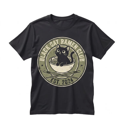 Funny Kawaii Japanese Ramen Noodle Kitty Graphic Cotton Apparel Unisex TShirt