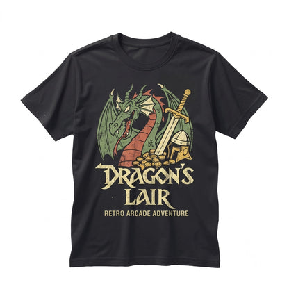 Vintage Retro 80s Arcade Knight Fantasy Dragon Castle Graphic Cotton Unisex TShirt