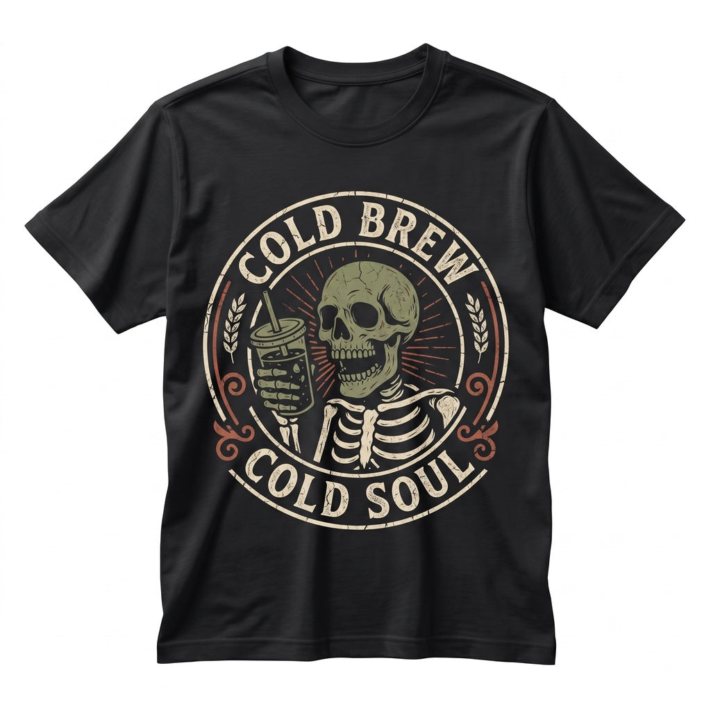Cold Brew Cold Soul Skeleton Creepy Cute Alt Goth Coffee Lovers Gift Unisex TShirt