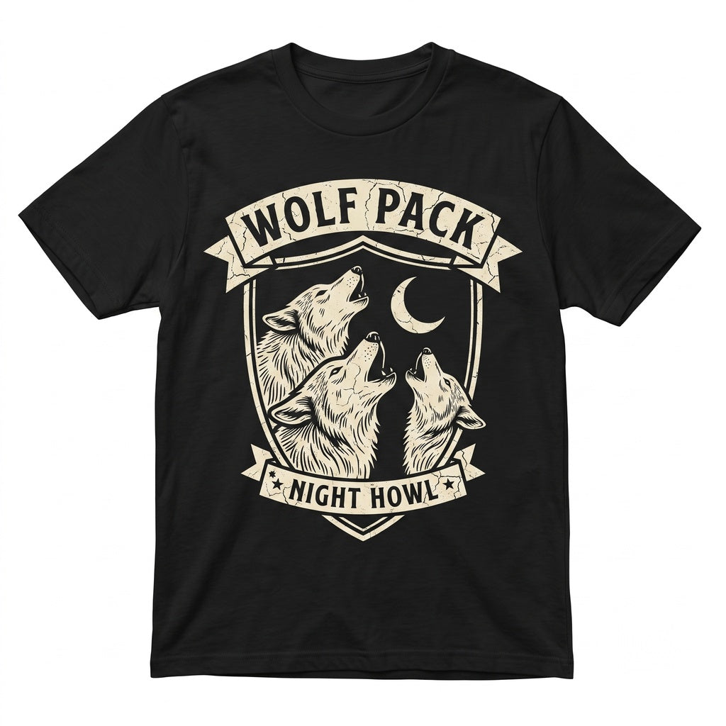 Vintage Three Wolves Moon Graphic Funny Meme Apparel, Unisex TShirt