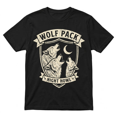 Vintage Three Wolves Moon Graphic Funny Meme Apparel, Unisex TShirt