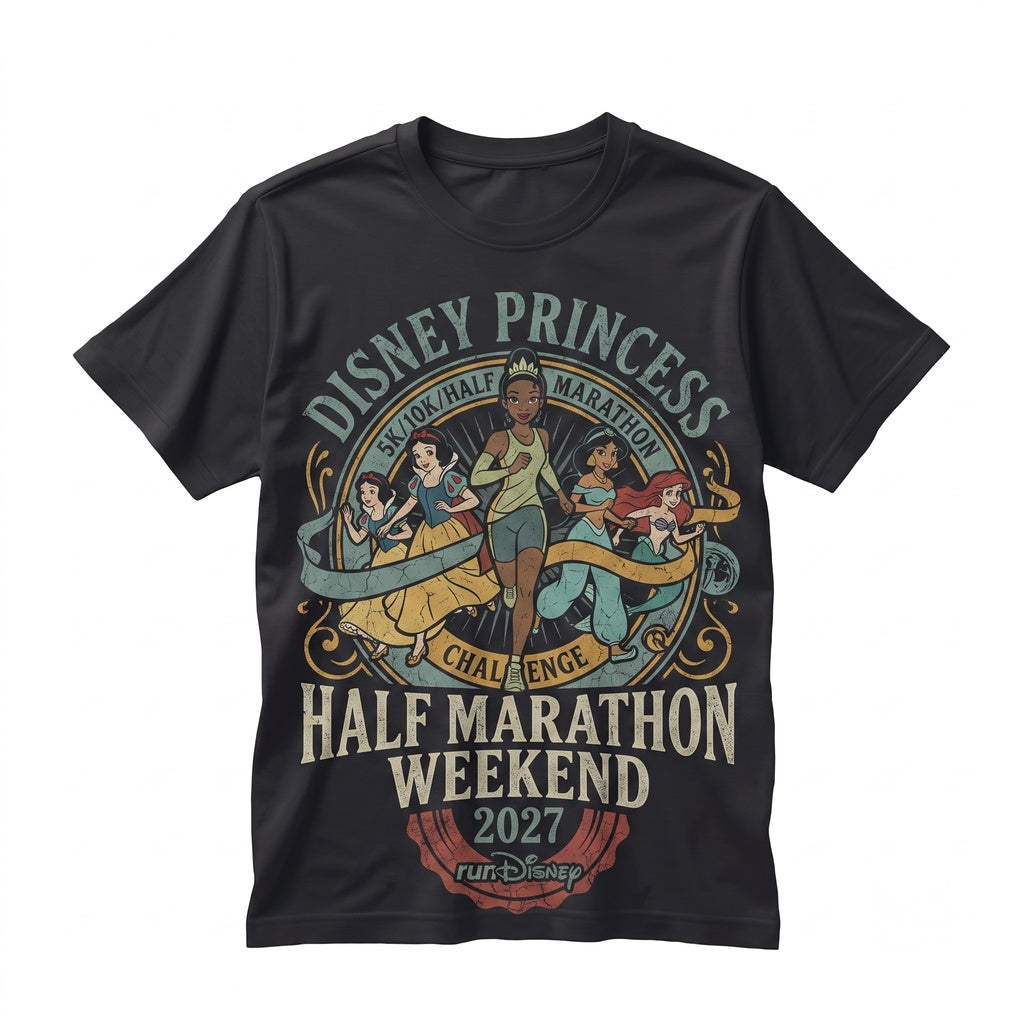 Princess Half Marathon Weekend Disney Fairytale Running Ariel Jasmine 5K Trip Apparel Unisex TShirt