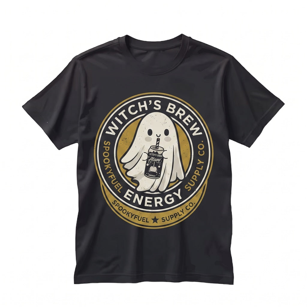 Witchs Brew Spooky Ghost Energy Drink Cute Caffeinated Beverage Lover Halloween Graphic Unisex TShirt