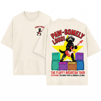 Goldendoodle Rock Guitar Graphic Tee - Dog Lover Music Fan Mom Dad Gift Unisex Heavyweight Garment-Dyed T-Shirt