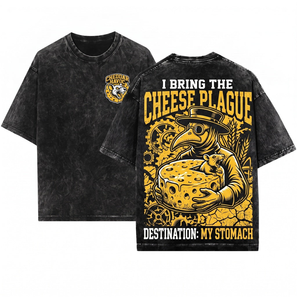 Funny Japanese Rat I Bring About The Plague Of Cheese To My Stomach Unisex Wash T-Shirt