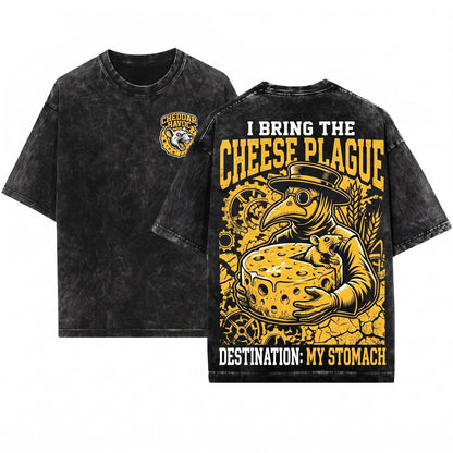 Funny Japanese Rat I Bring About The Plague Of Cheese To My Stomach Unisex Wash T-Shirt